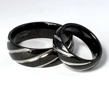 Solid Titanium Wedding Ring Black Twist Size 5,6,7,8,9,10,11,12,13,14 (FL33)