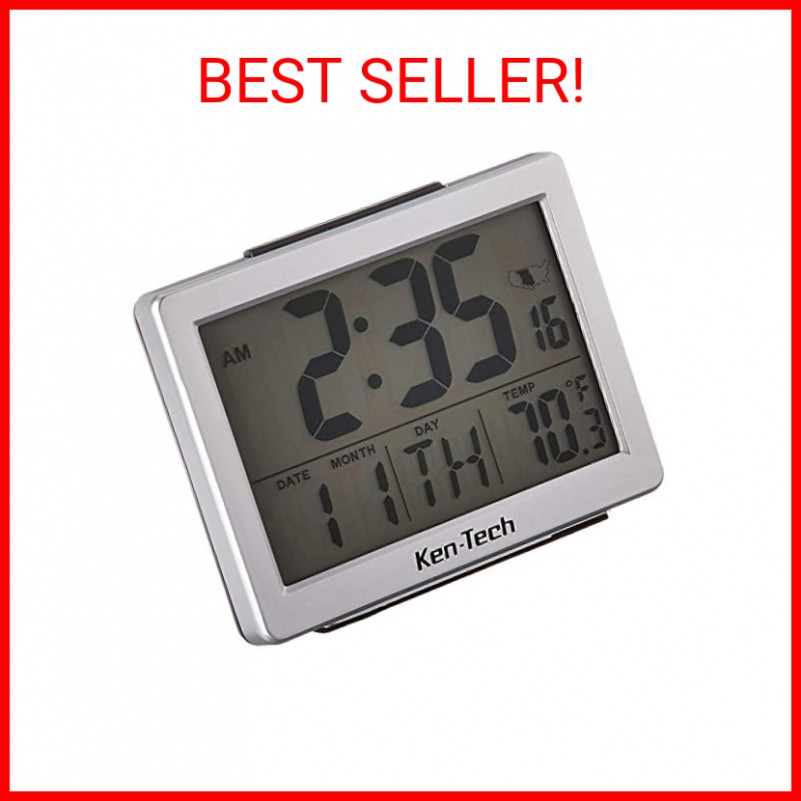 Sonnet Ken-Tech T-4652 Atomic Radio Controlled LCD A larm Clock, 1.5-Inch, Black