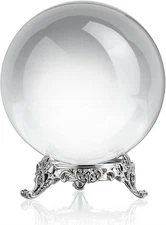 QFkris 80mm Clear Crystal Ball with Stand for Fortune Teller 3.1'',