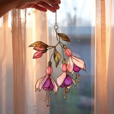 Fuchsia Flower Pink Suncatcher Acrylic Window Decor Gift