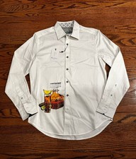 Robert Graham Mulford Button Down Shirt Mens Size Small Whiskey Bottle White NWT