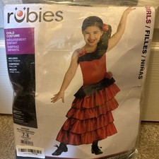 Girls Spanish Princess Costume Child Flamenco Mexican Fancy Dress Medium 7-8