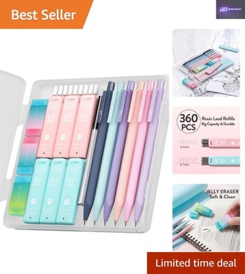 Niedliches & buntes 6-teiliges Druckbleistift-Set zum Schreiben - 360 Minen enthalten!