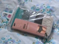 M&S 5 Pairs MIDIS Cotton Lycra Knickers Size 22 Teal and Grey