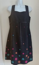 Vintage 90s John Roberts LinenDress   Embroidered Confetti Polka Dot