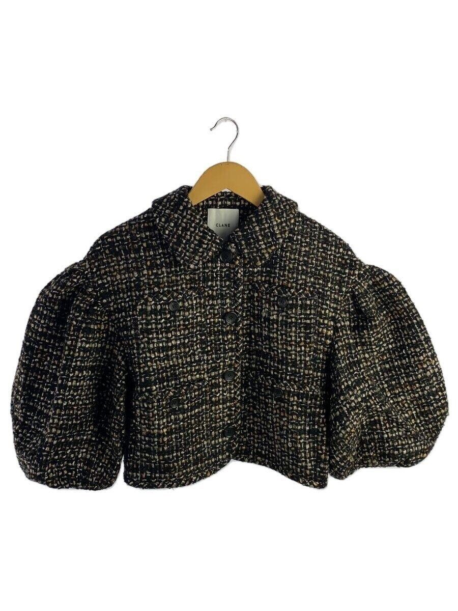 ALTRA CLANE DESIGN ALTRO MIX TWEED MANICA A SBUFFO GIACCA 1 LANA NERO 15103 0402