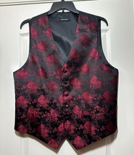 Barry Wang Formal Men's Vest Red and Black Size Large EXC