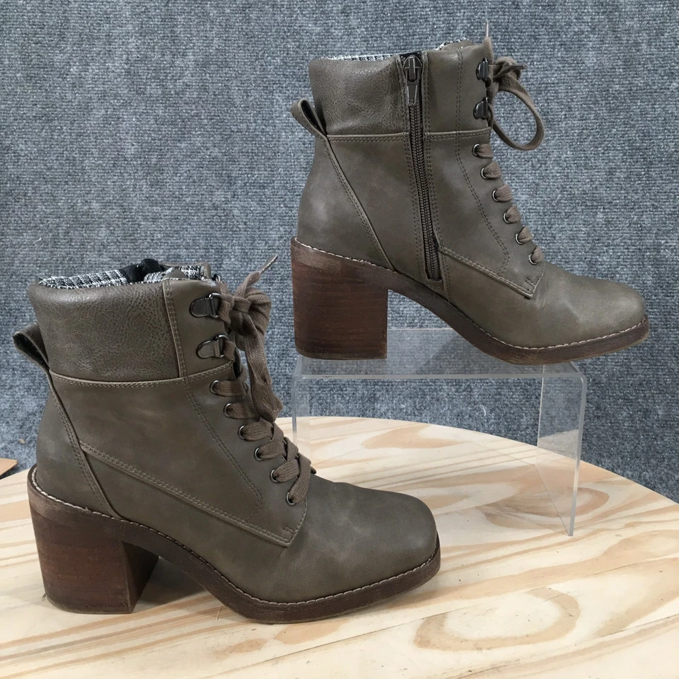 Crown Vintage Botas Mujer 6.5 M Verde Holliss Tacón Con Cordones Botín Foto 2 de 4