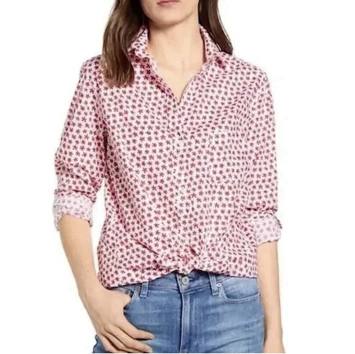 Grayson by Frank & Eileen red floral hero button down shirt size 4 Large