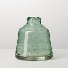 6 Inch Tall Green Glass Vase W/ Gold Flakes Mouth Blown Glass Vases Green Flower
