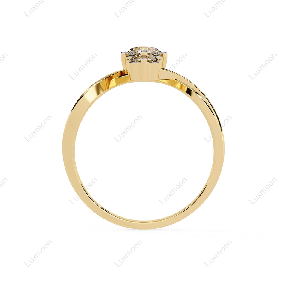 Anillo de compromiso de oro amarillo de 10 quilates de diamantes blancos de corte redondo de 1,10 quilates creado en laboratorio Foto 4 de 4