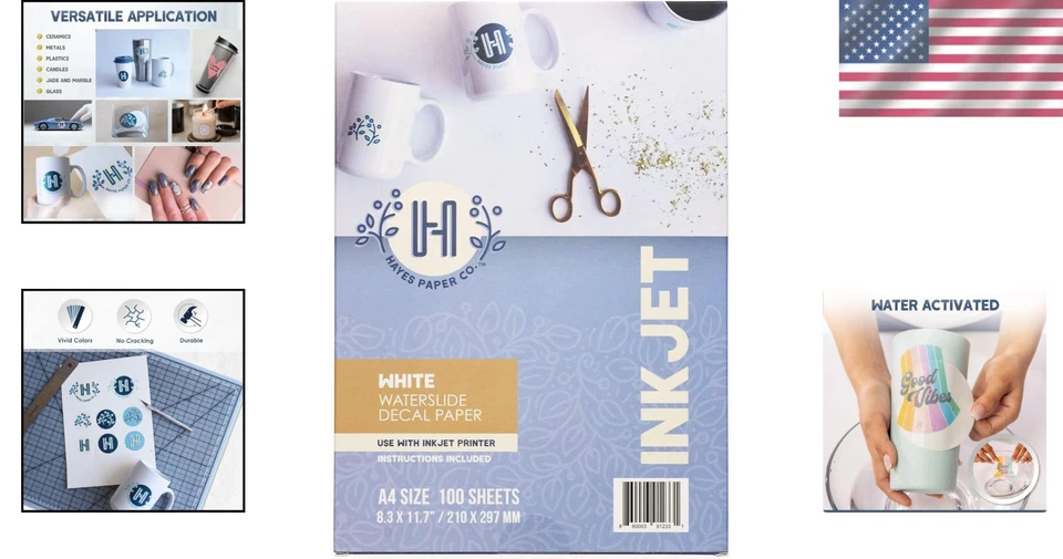 Bright White Water-Slide Transfer Paper - A4 Size - 100 Pack - Image 2 of 4