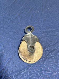 Antique Barn Wooden Pulley 9.5”, 5.5" Wheel Farmhouse