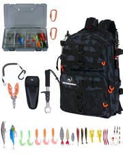 Magikeration Fishing Backpack w/Tackle Box, 900D Oxford Water-Resistant