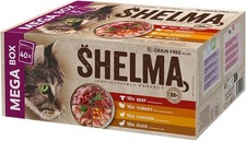 Shelma Katzen-Nassfutter Fleisch mit Rind, Truthahn, Huhn Ente 40x85g ( 3,4kg )
