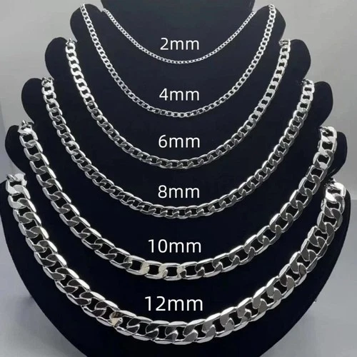 Hot 925 Sterling Solid Silver Sideways Chain Women Men Necklace Jewelry video thumbnail