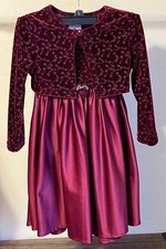 Vintage Velvet and Satin Burgandy Dress w/ Matching Velvet Bolero, Size 4T, EUC