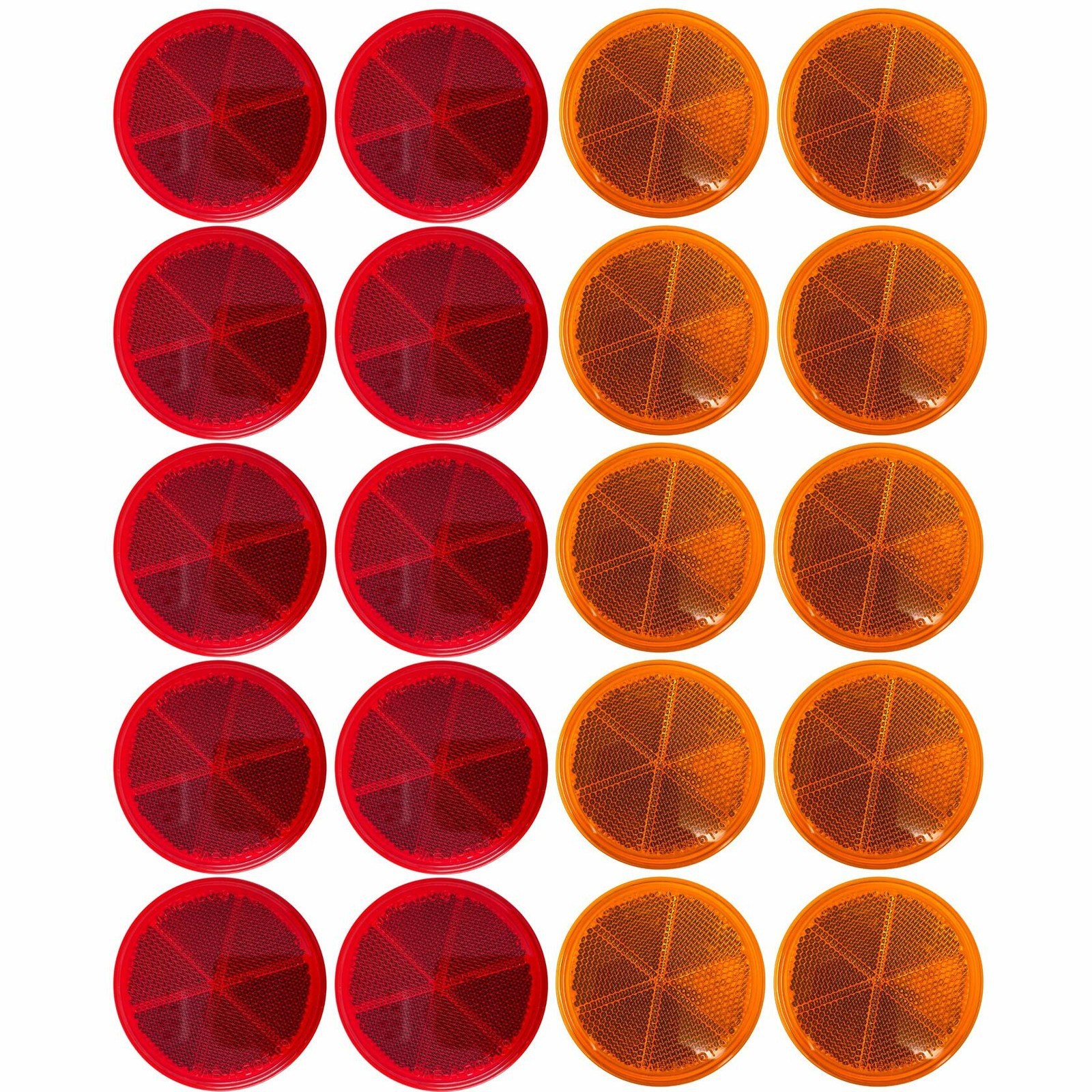 3" Inch Round Reflector Bike,Trailer,Truck,Boat,Mailbox Qty 20 (10 Red/10 Amber)