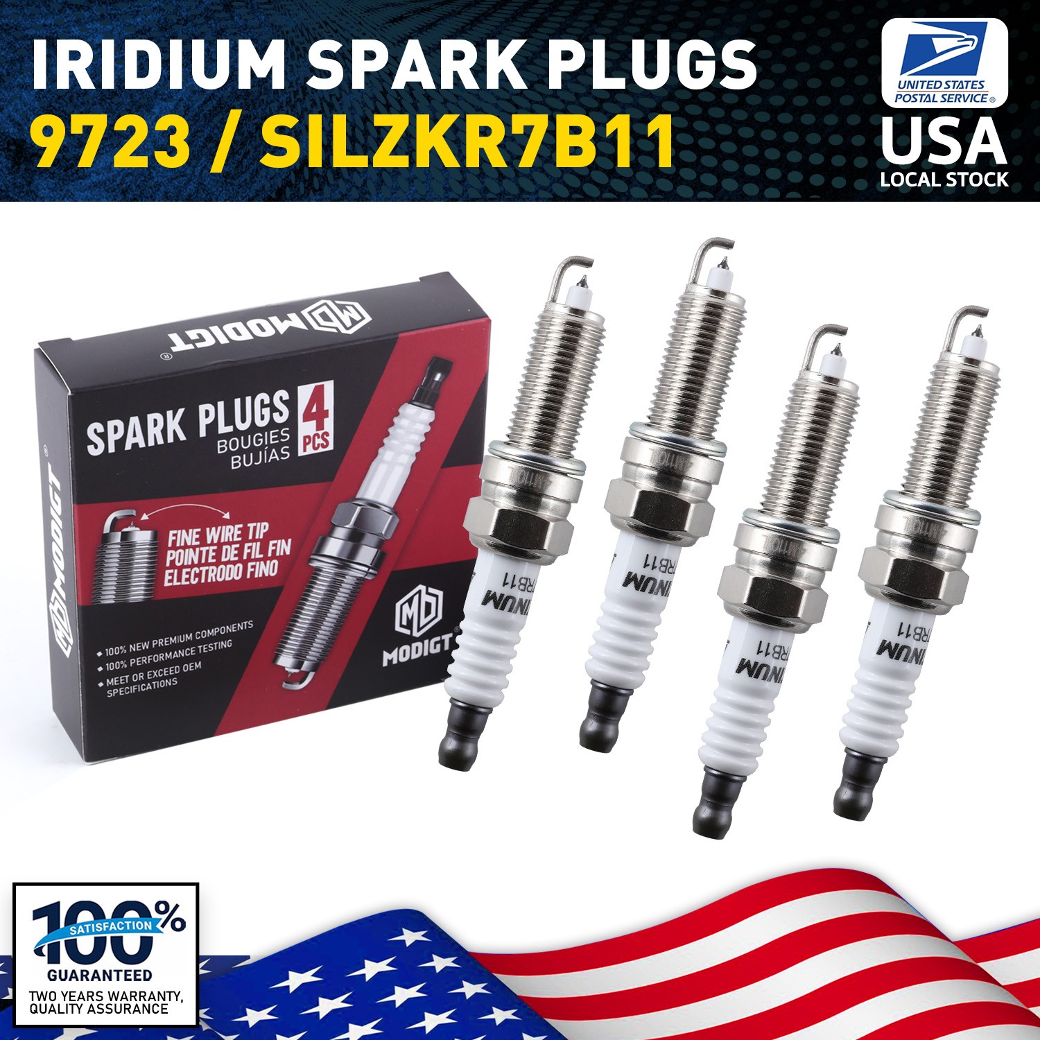 4x For NGK SILZKR7B11 / 9723 High Performance Spark Plug For Kia Soul 2012-2017