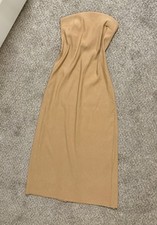 ZARA Beige Strapless Maxi Dress Long Sleeveless Pullover Solid Size S
