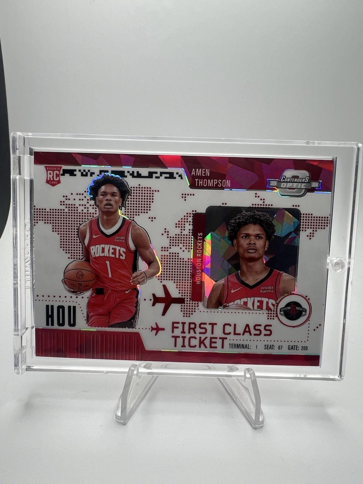 2023-24 Panini Contenders Optic AMEN THOMPSON /175 First Class Ticket #15 Red