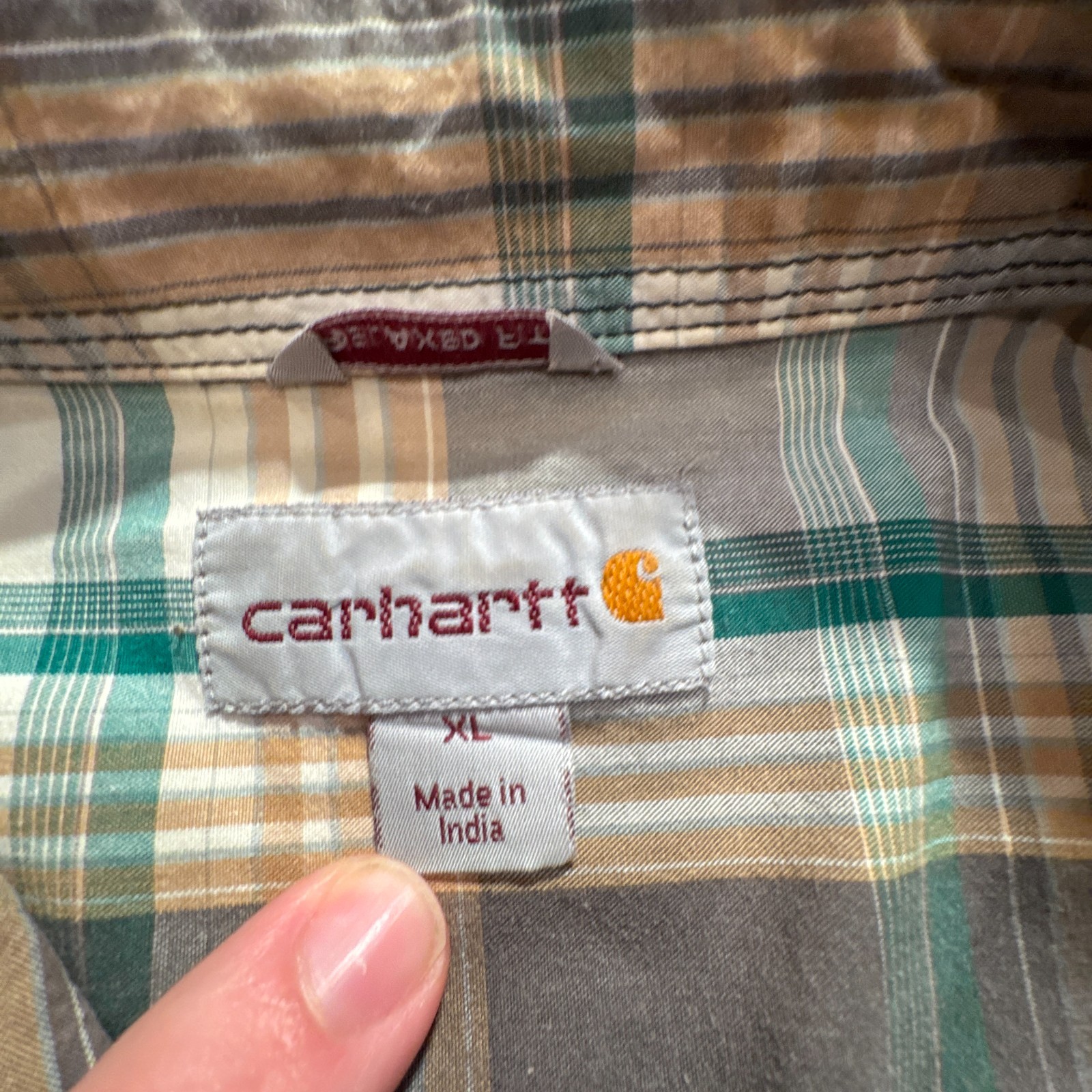 Vintage Carhartt Shirt Mens XL Plaid Short Sleeve Button Up Workwear 100% Cotton thumbnail 3