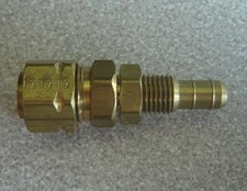 Parker, Bulkhead Union - 22CABH-6-6, Barbed & Compress-Align, 3/8" tube