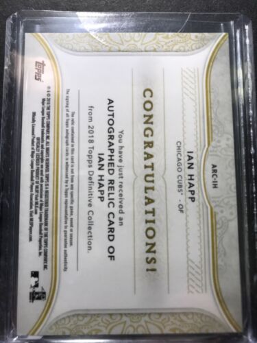 2018 Topps Definitive Ian Happ Auto Jumbo Bat #03/25 CUBS Green Parallel Patch - Picture 2 of 2