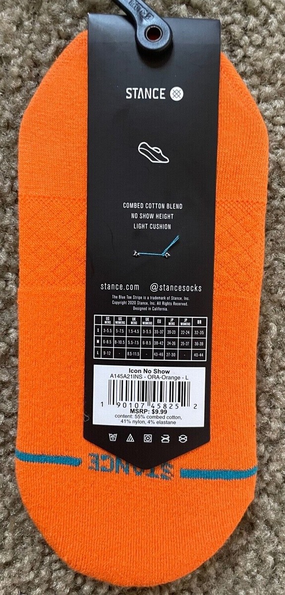 Stance Icon No Show Socks Orange Size L (9-12) | eBay