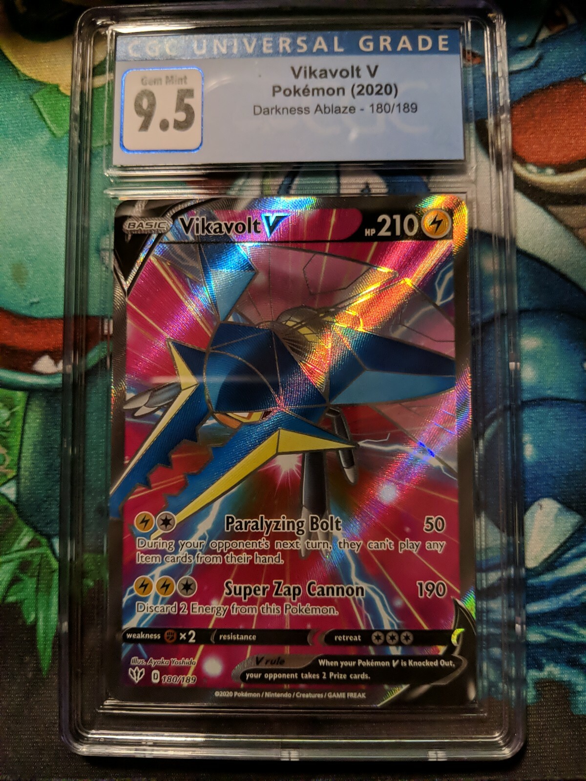 Vikavolt V 180/189 Full Art Ultra Rare Darkness Ablaze CGC 9.5 Gem Mint