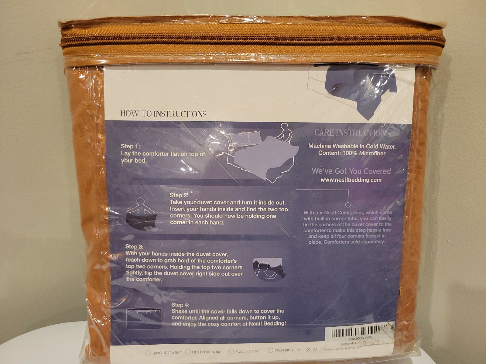 Nestl Bedding Duvet Cover 3 Piece Set California King Rust Soft Microfiber New