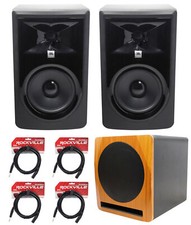 2 JBL 306P MkII 6" 2-Way Powered Studio Monitors Speakers 10" Active Subwoofer