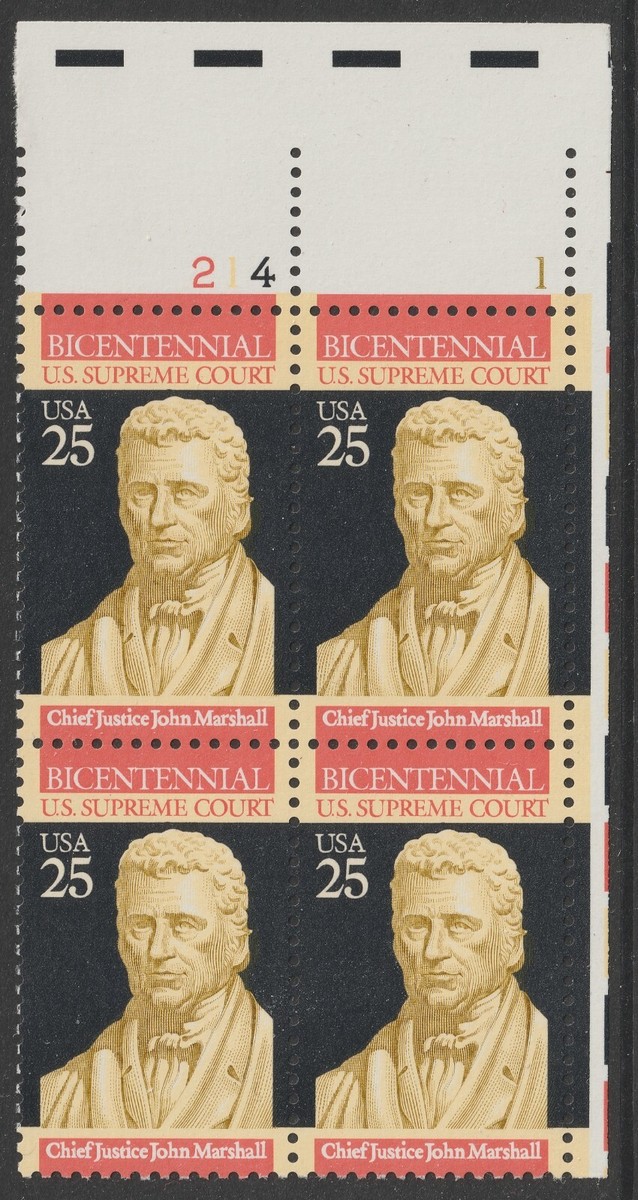 US 2415 Supreme Court 25c plate block UR 214-1 MNH 1990