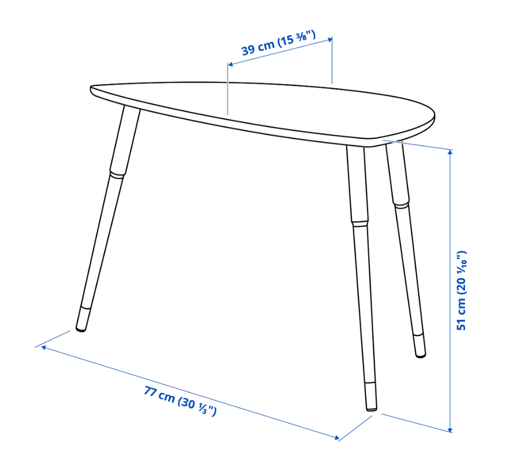 IKEA LOVBACKEN Side Table, Orange, 77x39 cm,30 5/16