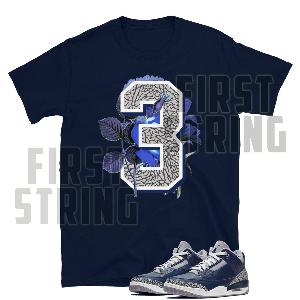Floral Cement Sneaker Shirt to Match Jordan Retro Georgetown Navy  T-Shirt