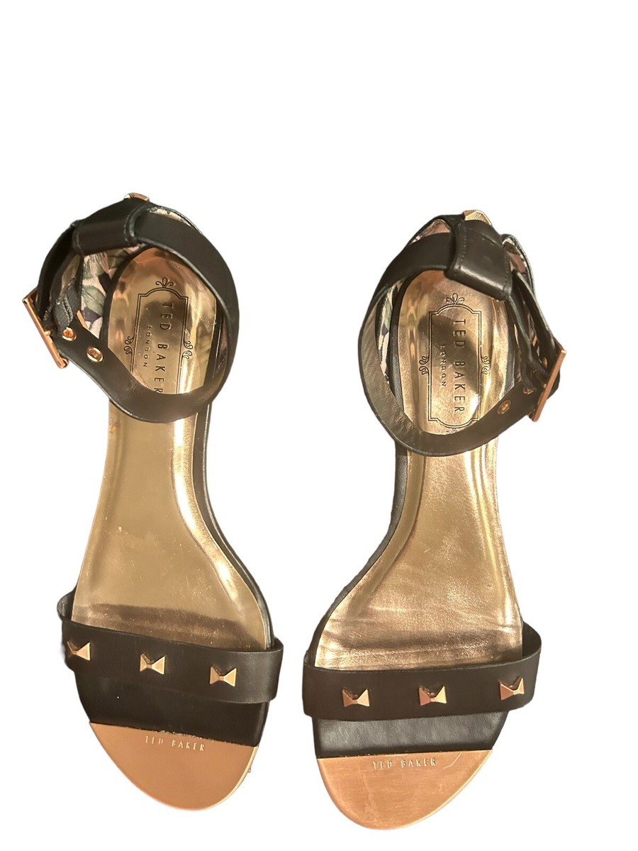 TED BAKER LONDON Sandals Rose Black Shoes Size Nwt