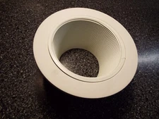 4" recessed deep can light housing trim ring white metal factory paint used vtg