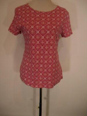 Beautiful Women's Small Croft & Barrow Pink Geo Design Short Sleeve Knit Top