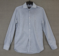 John Varvatos USA Button Up Shirt Men's 14.5 32/33 Blue Striped Slim Fit