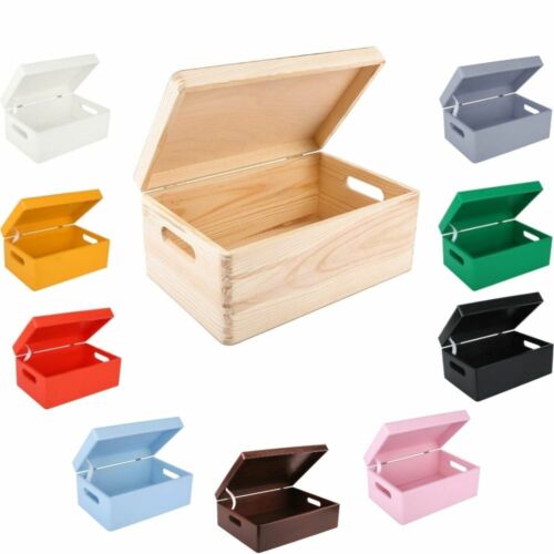 Boîte en bois CreativeDeco boîte de rangement avec couvercle | 30 x 20 x 14 cm | 10 couleurs - Photo 1/69