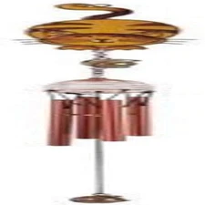 SS-G-99284 Wind Chime Copper and Gem Cat Garden Bell Decoration Hanging Porch De