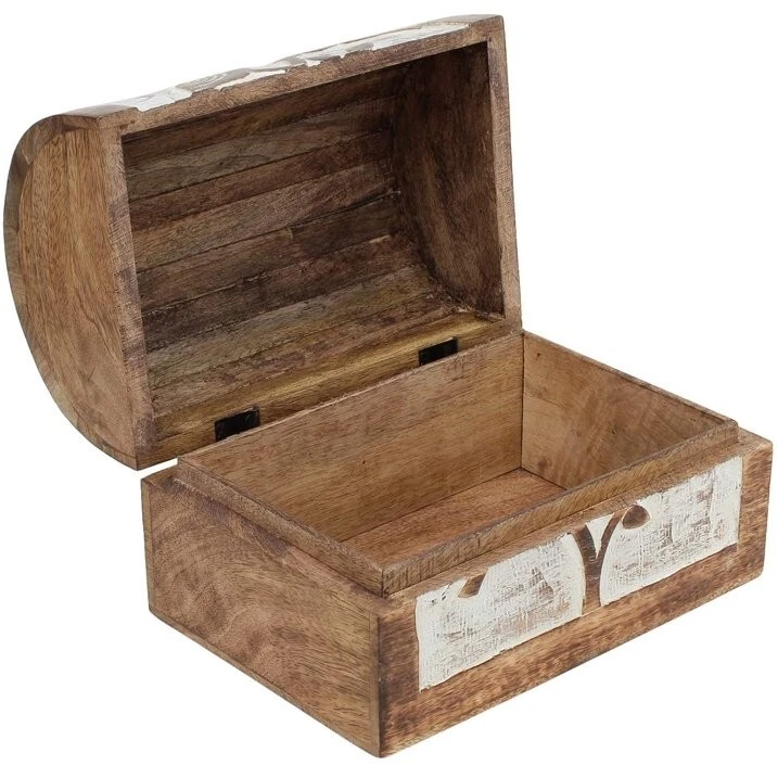 Antique Look Wooden Storage Box with Lid Handcrafted Decorative Jewelry box 9x6 - Image 2 of 4