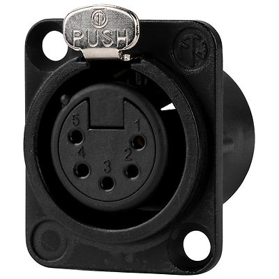 Neutrik NC5FD-L-B-1 5 Pin XLR DMX Female Panel Mount D Series Black