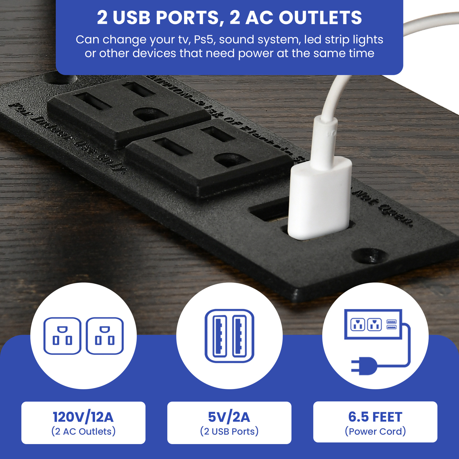 LED TV Stand With Mount & Power Outlets for 70 Inch Rustic Entertainment Center