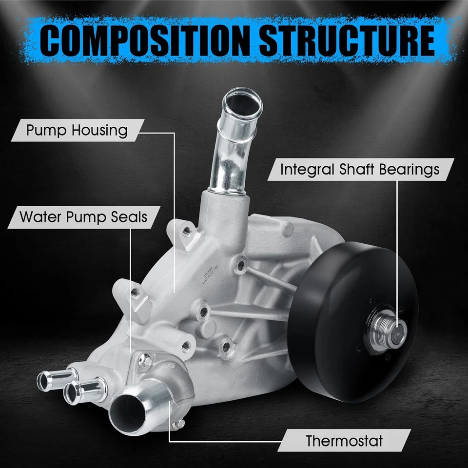 Engine Water Pump w/ Thermostat & Gasket for Chevy Tahoe GMC Yukon Buick Isuzu - Image 2 of 4