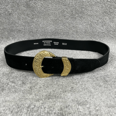 Vintage 1990 Accessories by Pearl Genuine Black Suede Gold  display picture 1
