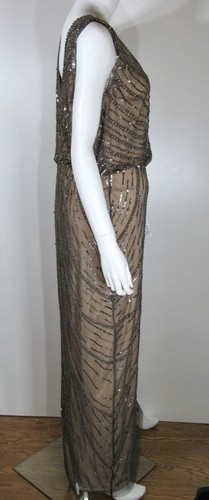 Adrianna Papell Sleeveless Beaded Long Dress with Blouson/Column Women's Size 12 - Picture 4 of 6