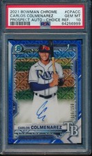 PSA 10 CARLOS COLMENAREZ AUTO 2021 Bowman Chrome BLUE CH. REFRACTOR/150 GEM MINT