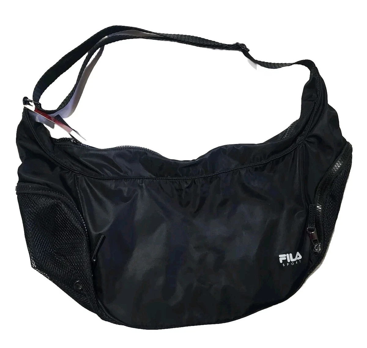 NWT FILA SPORT Duffle Bag Sports Tote Gym Black Large Vented Sides Pockets