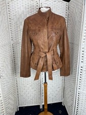 Helium Tan Brown Fitted Button Up Led Jacket With Belt Size 14-16 (18) Bnwt=====